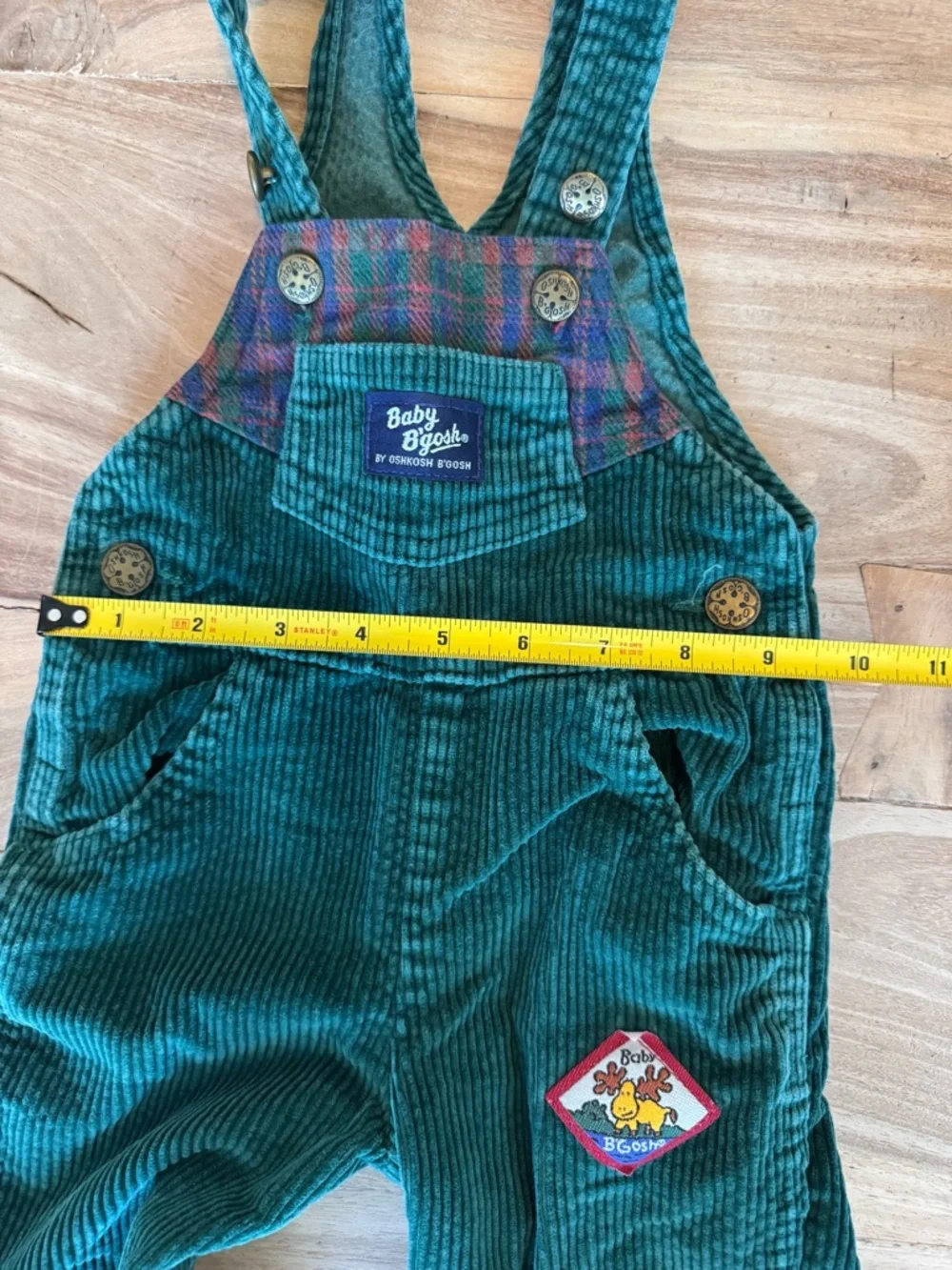 Vintage OshKosh B'gosh emerald green corduroy toddler overalls